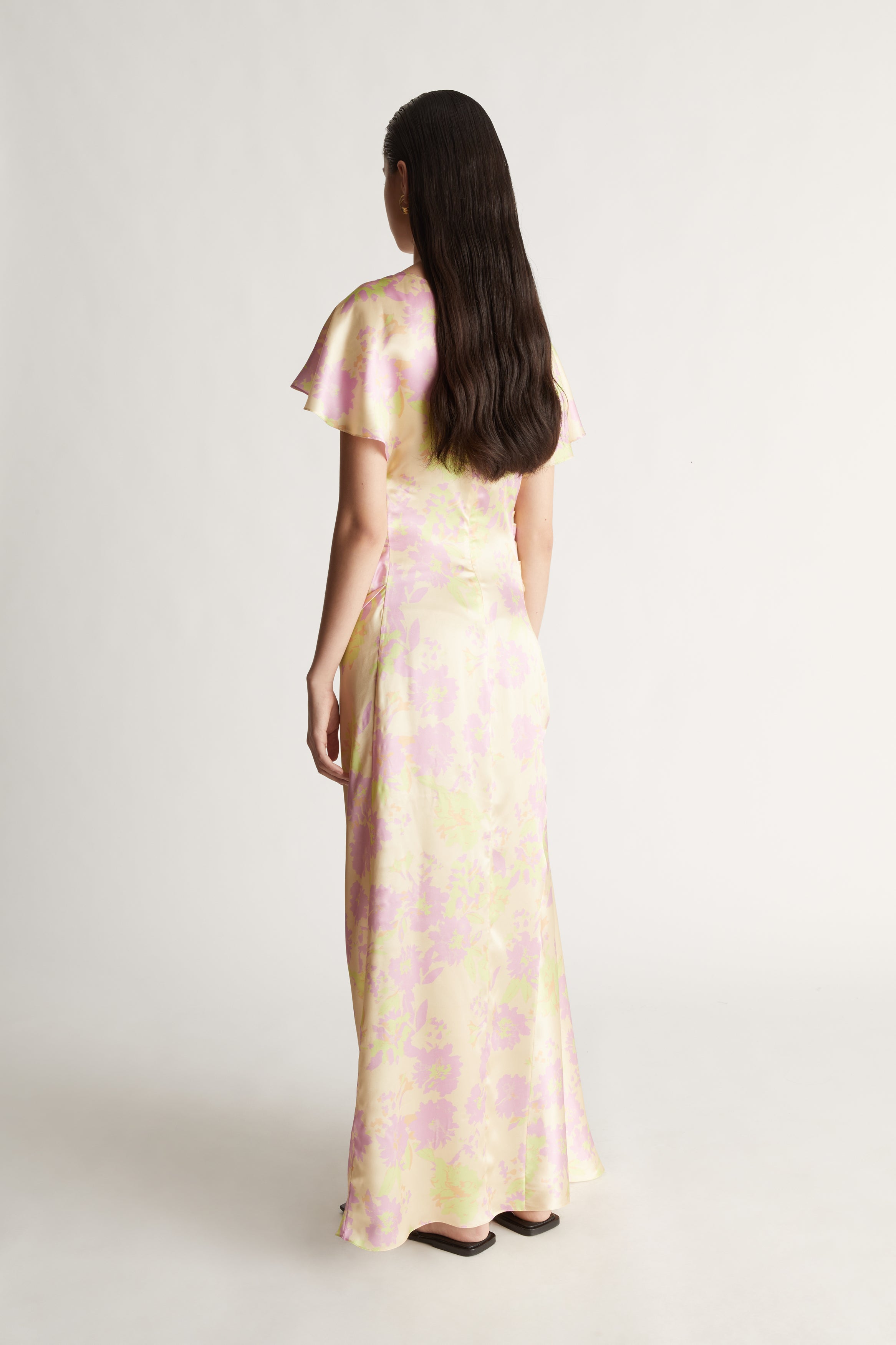 Annette Drape Dress in Peach