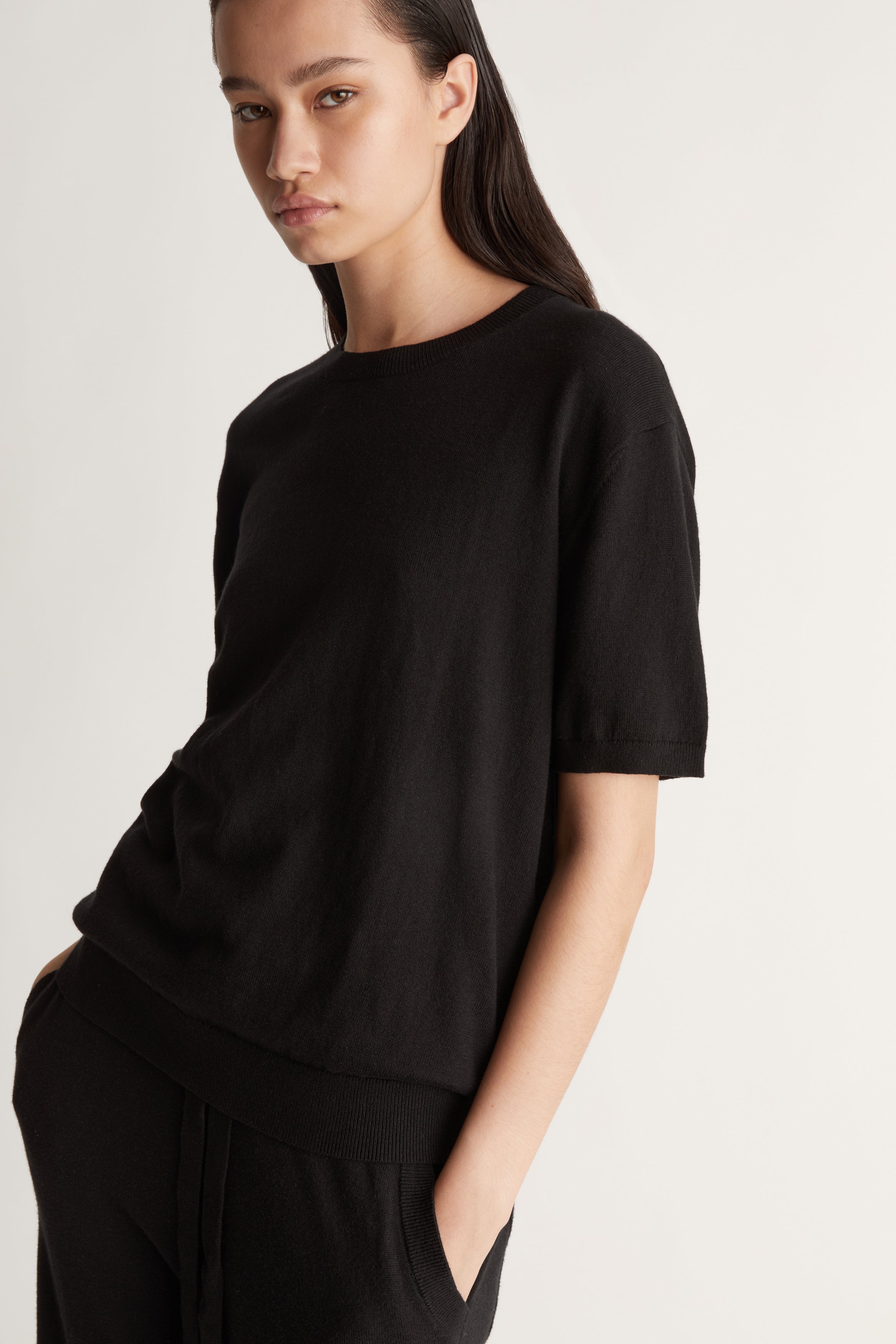 Cotton Cashmere Tee Black