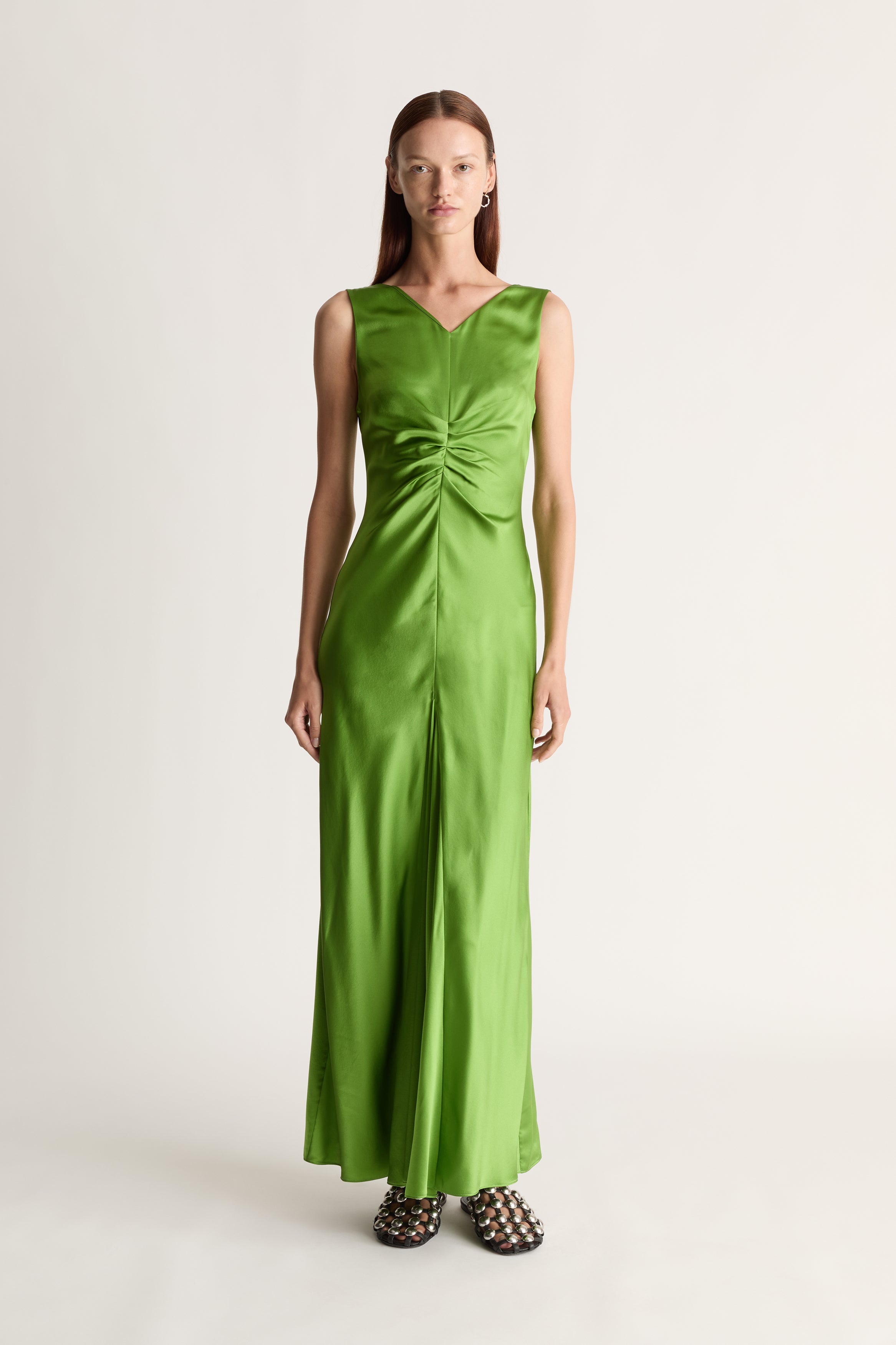 Stella Silk Satin Ruched Dress