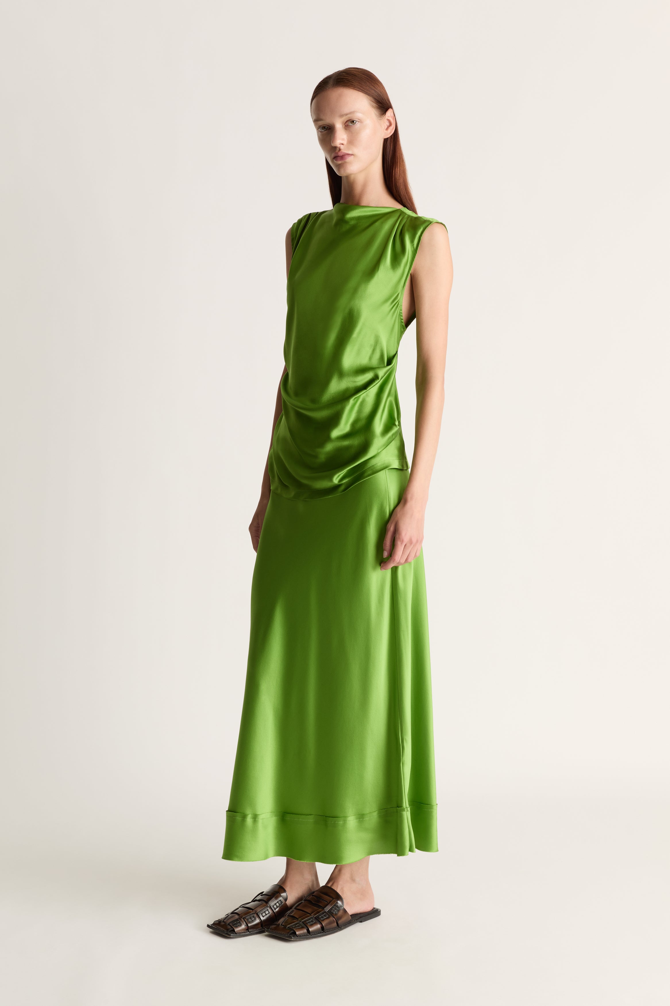 Stella Silk Satin Drape Top