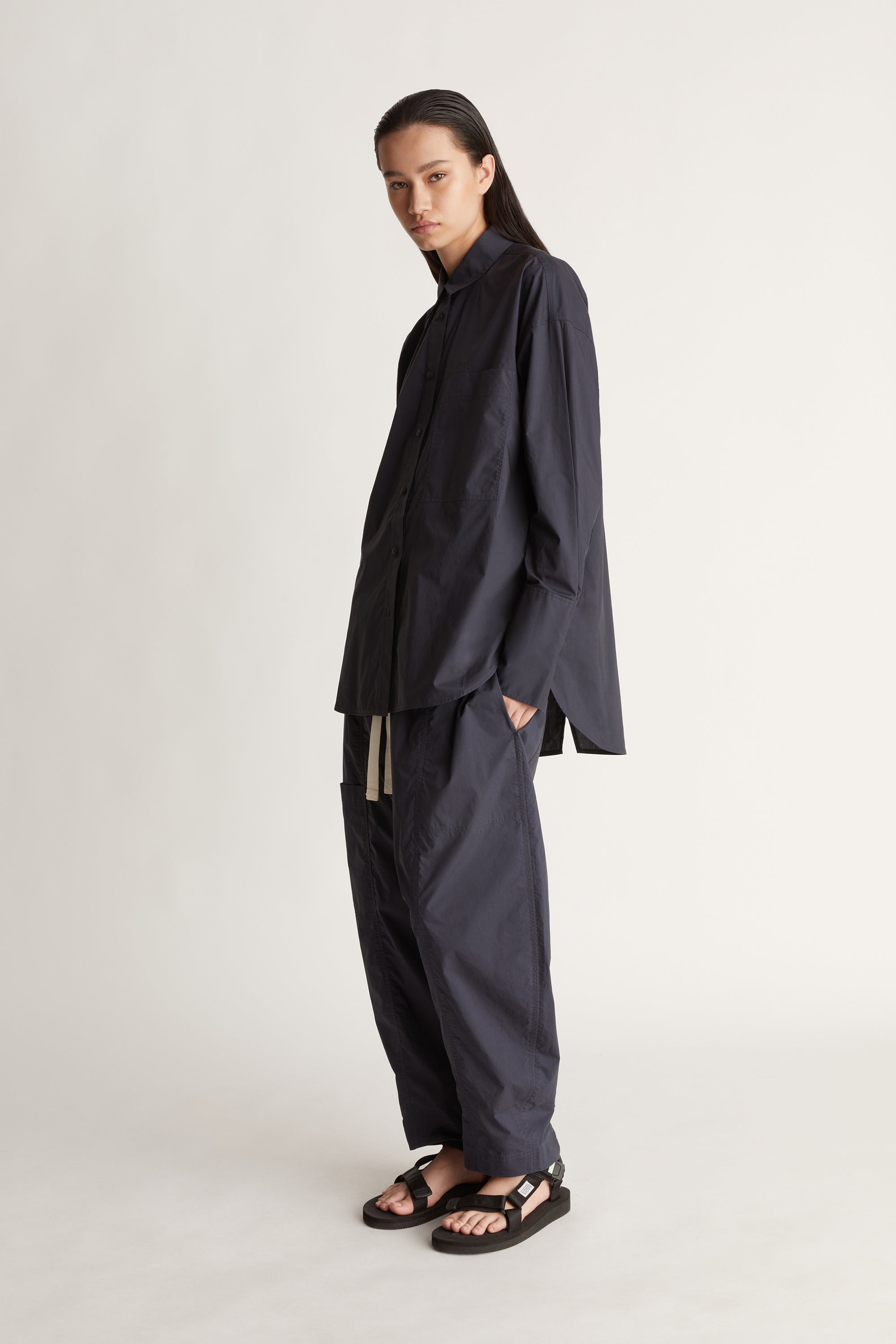 LM Poplin Long Sleeve Shirt Navy