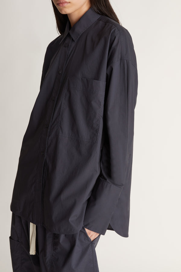 LM Poplin Long Sleeve Shirt Navy