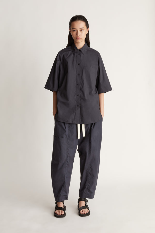 LM Poplin SS Shirt in Navy