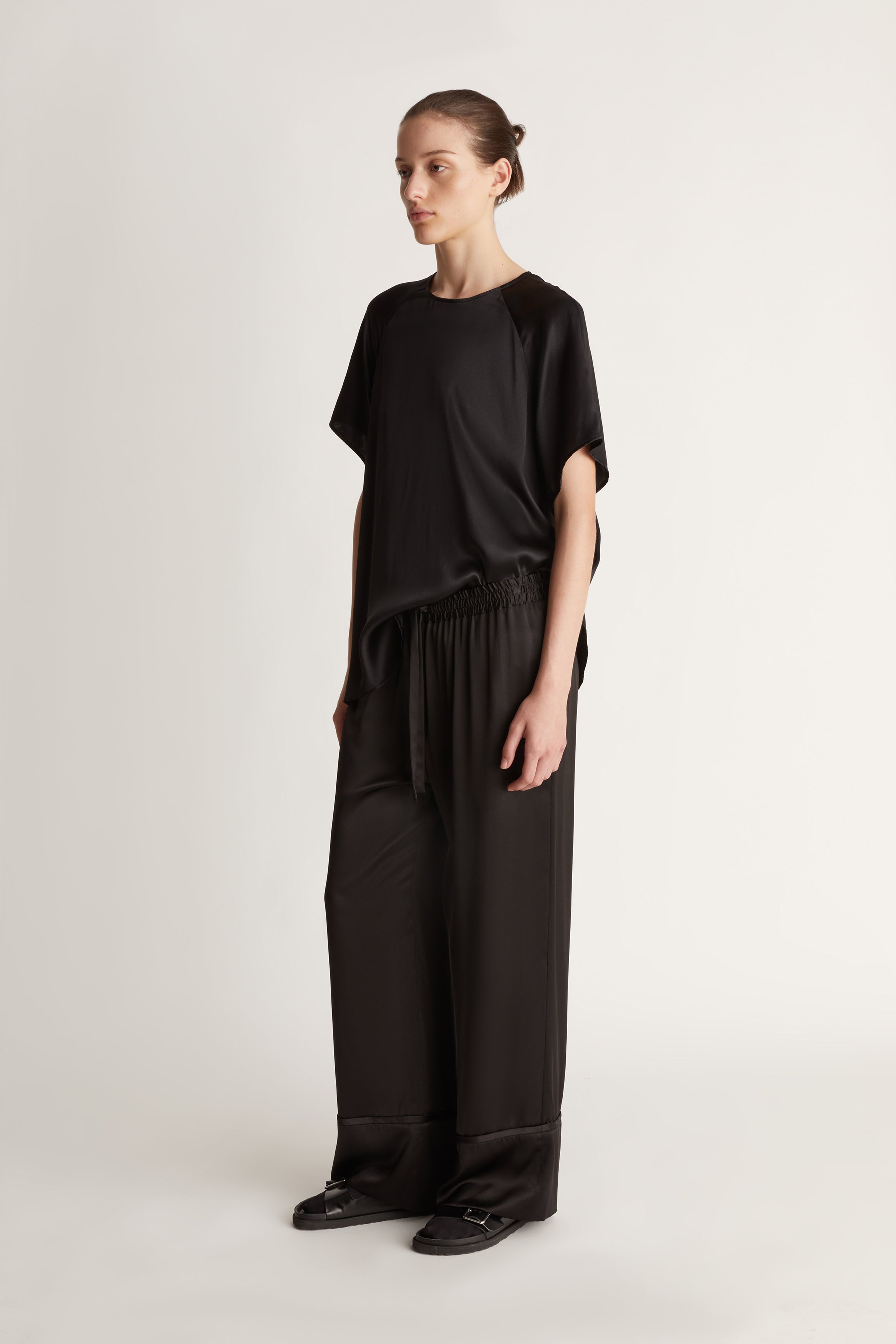 Stella silk satin pant black 100% silk