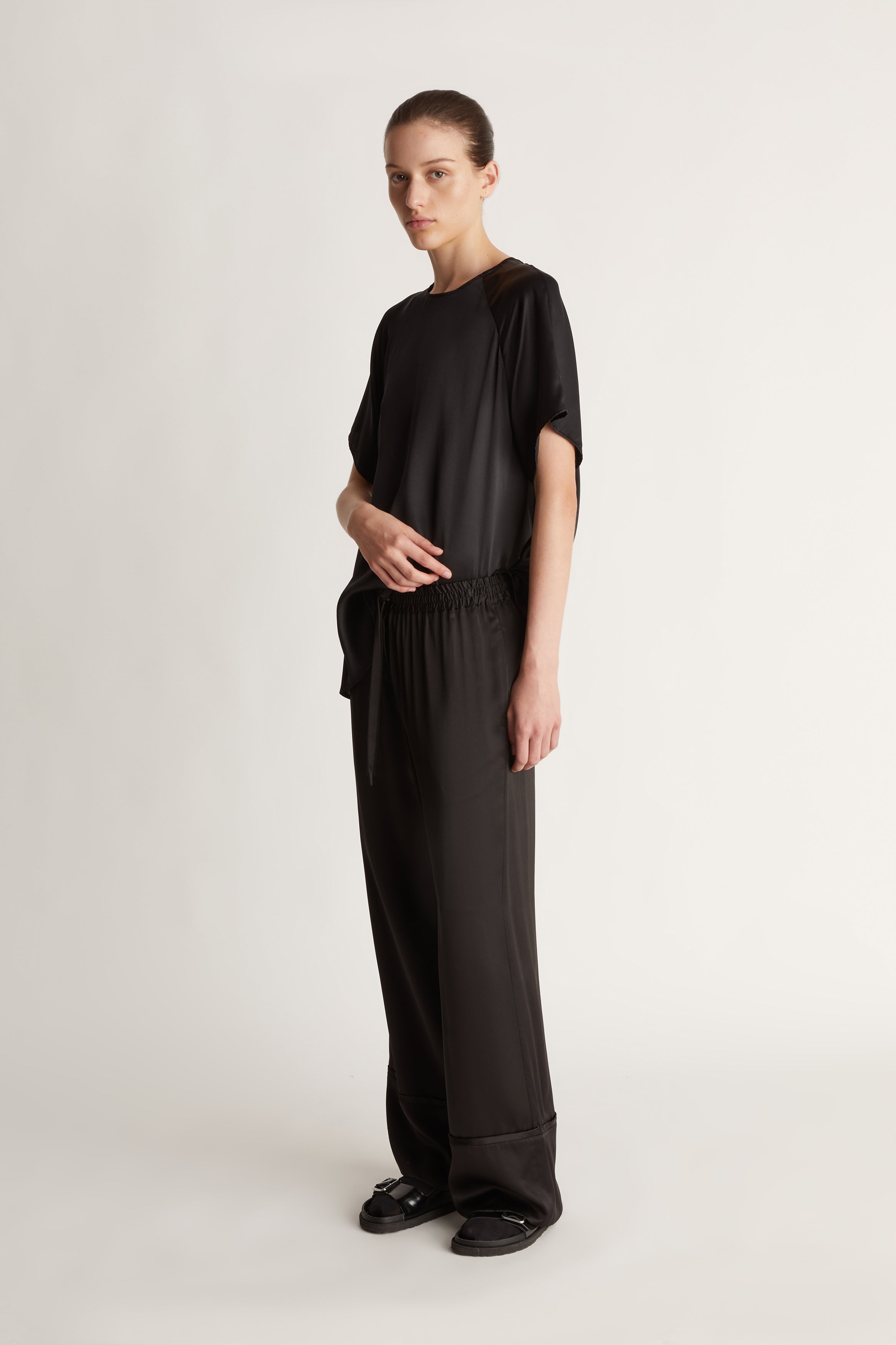 Stella silk satin pant black 100% silk