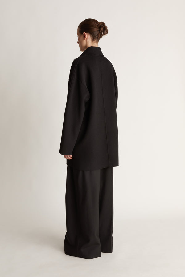 Florentine Cashmere Pea Coat in Black