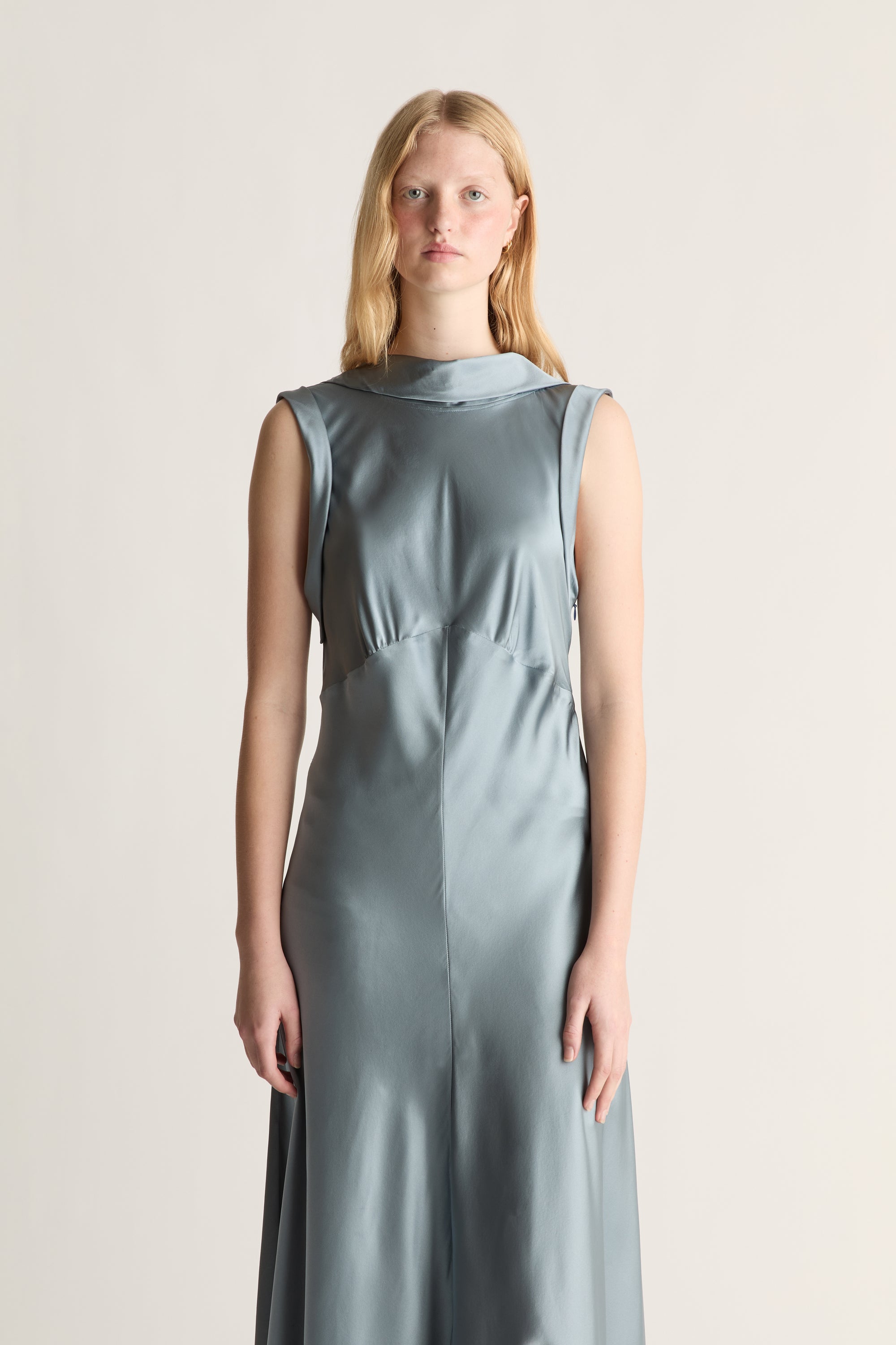 Stella Silk Satin Drape Dress