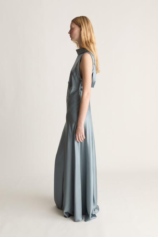 Stella Silk Satin Drape Dress