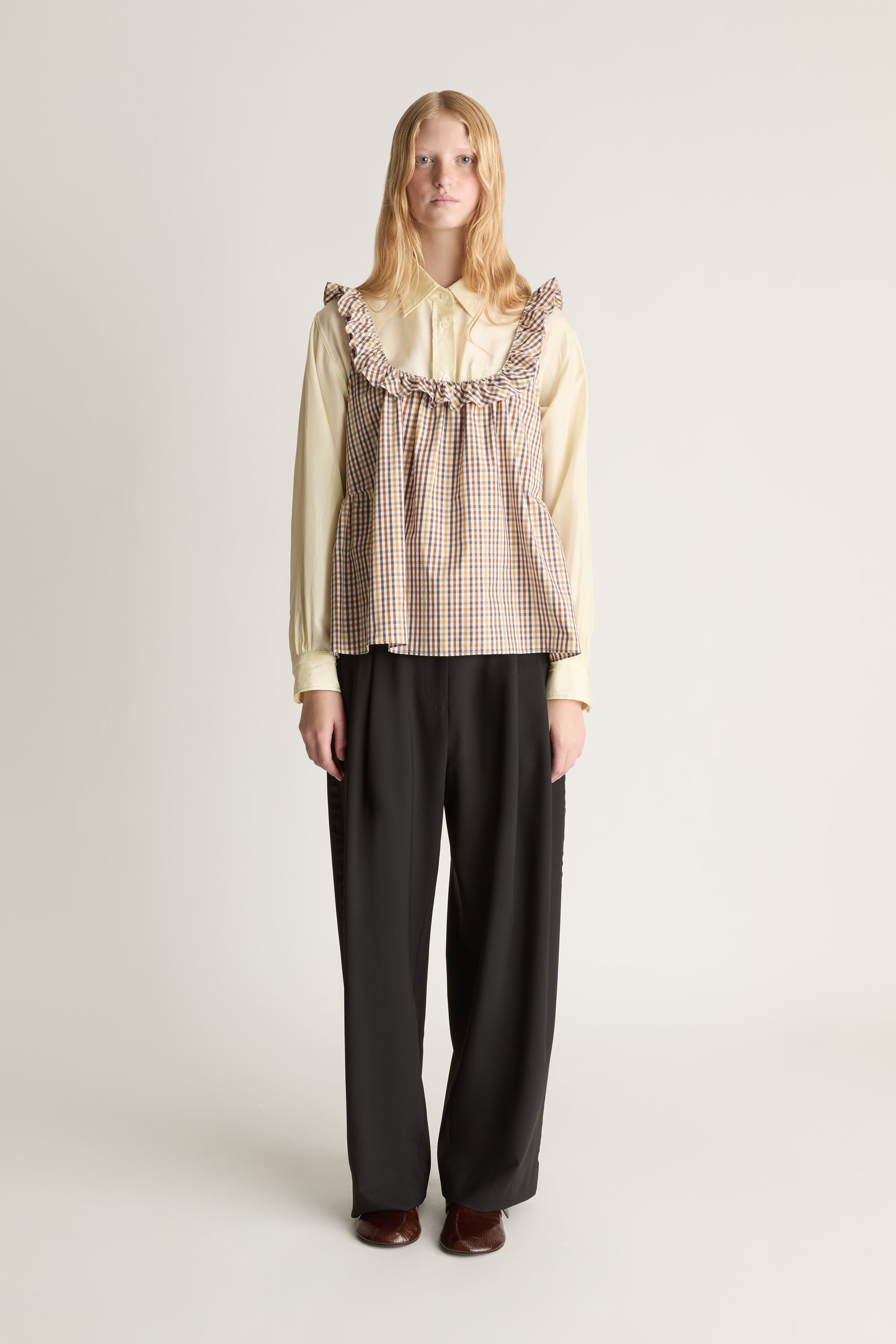 Christie Poplin Check Top