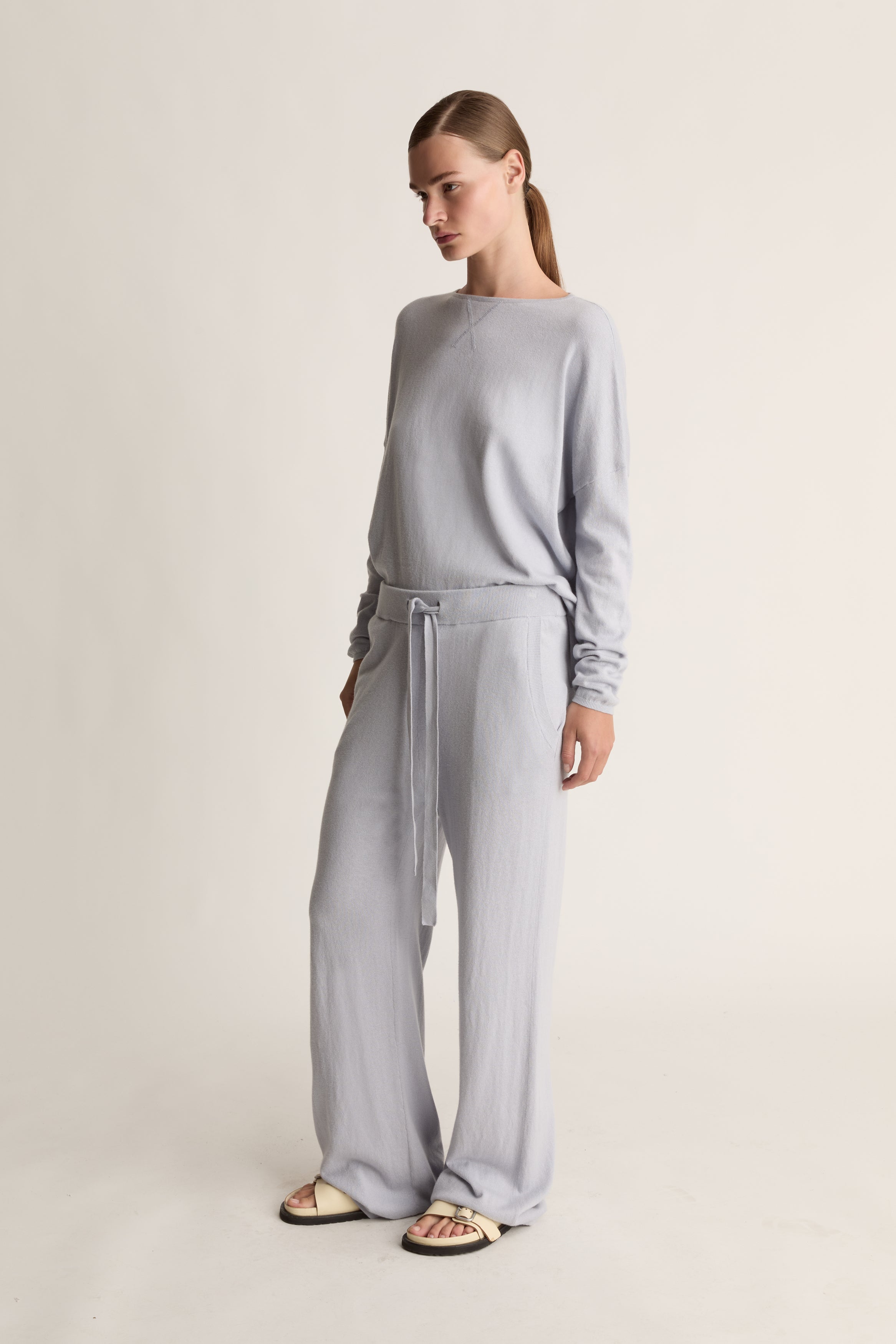 Cotton Cashmere Wide Leg Pant