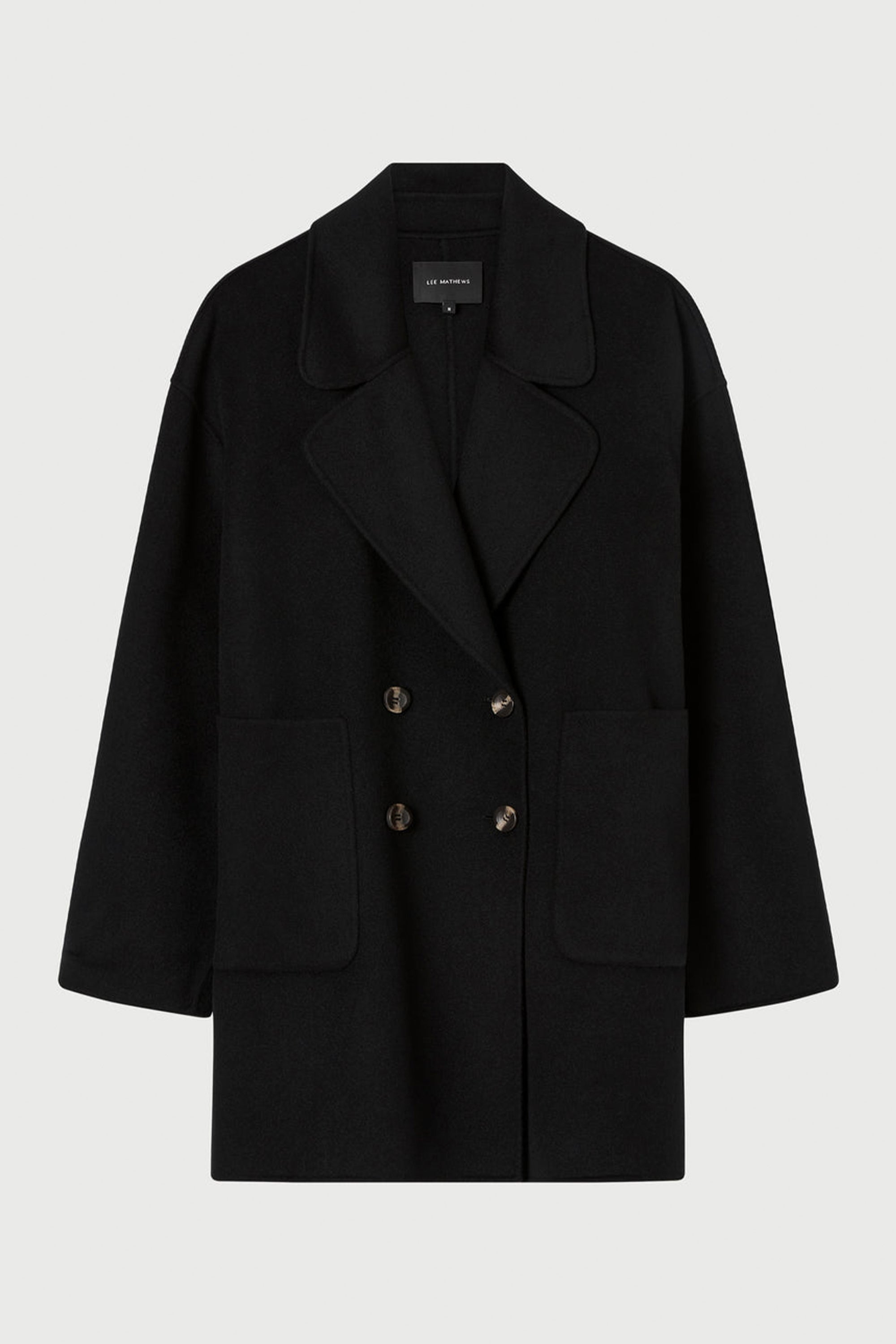Florentine Cashmere Pea Coat in Black