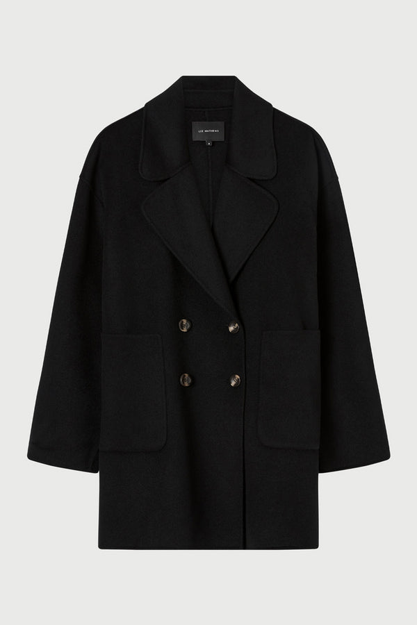 Florentine Cashmere Pea Coat in Black