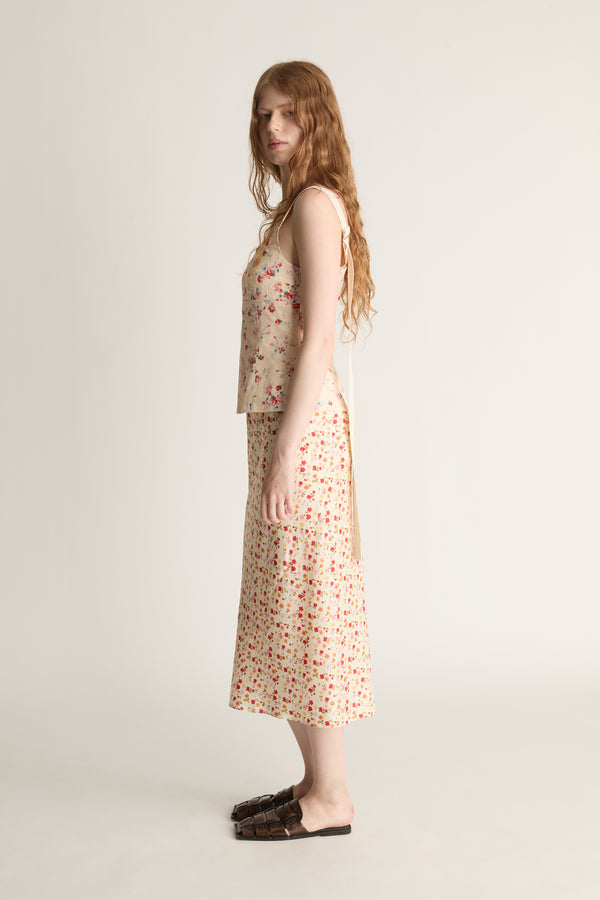 Flora Silk Bias Skirt