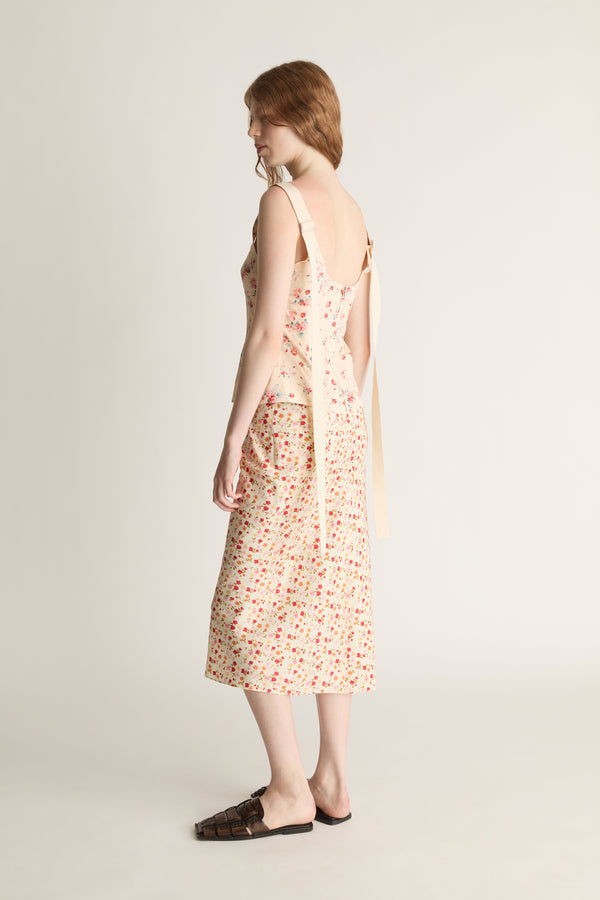 Flora Silk Bias Skirt