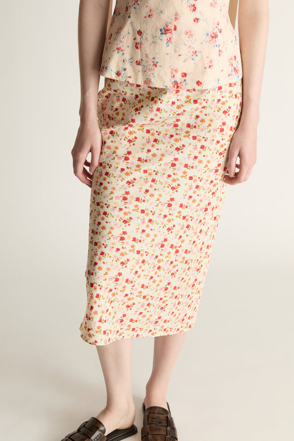 Flora Silk Bias Skirt