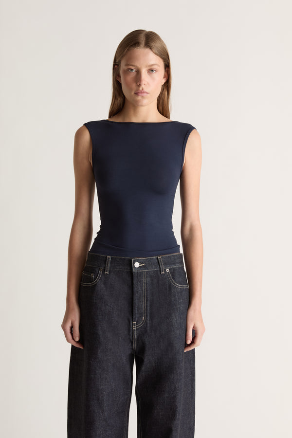 Recline Bateau Sleeveless Tank in Navy