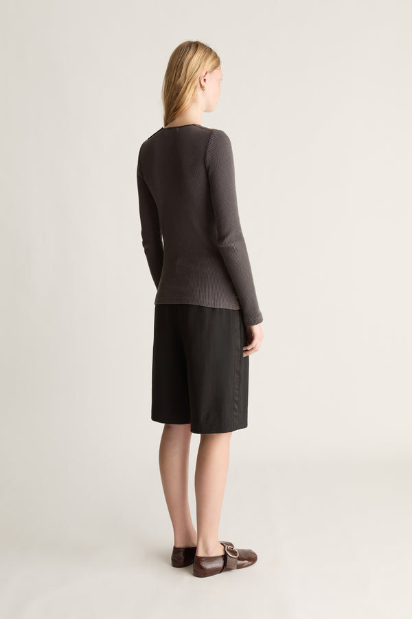 Myles Wool Satin Stripe Short