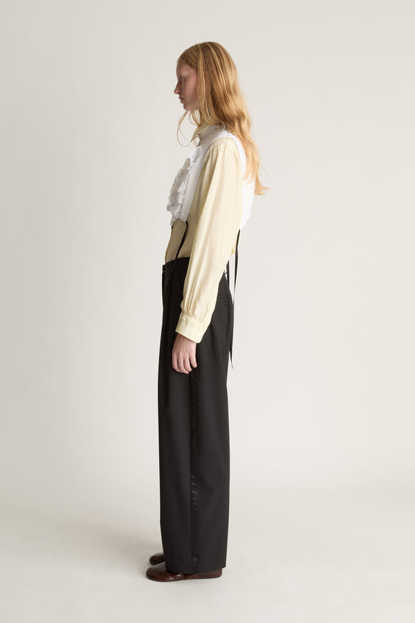 Myles Wool Satin Stripe Pant