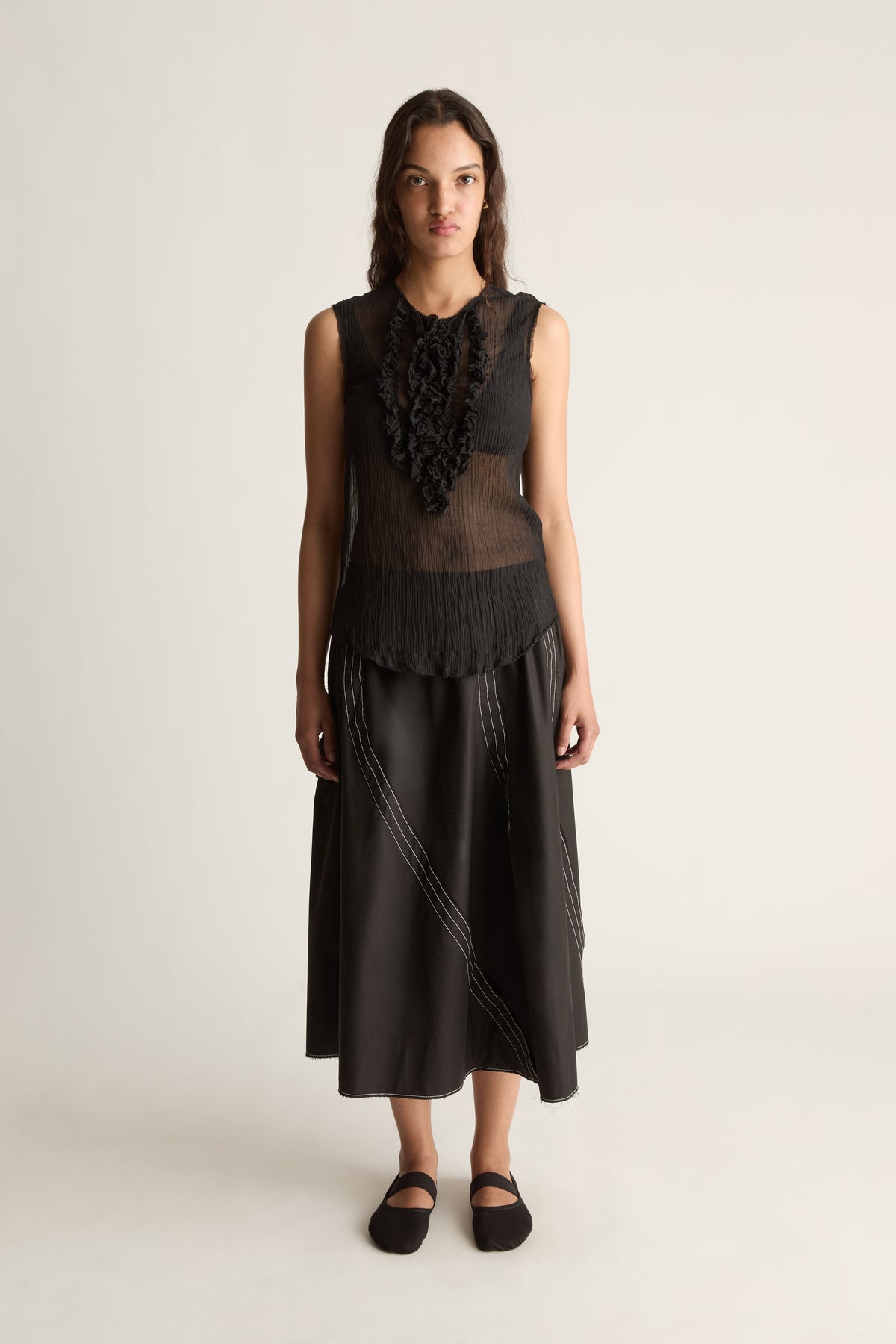 Olympia Silk Cotton Ruffle Top