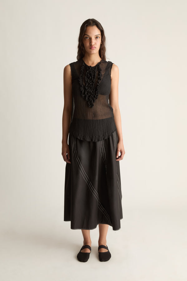 Olympia Silk Cotton Ruffle Top