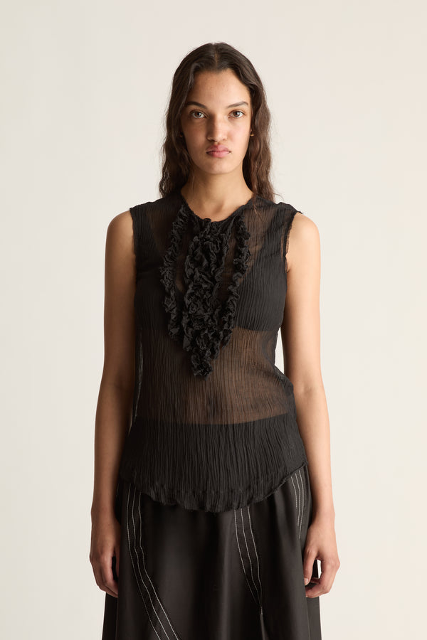 Olympia Silk Cotton Ruffle Top