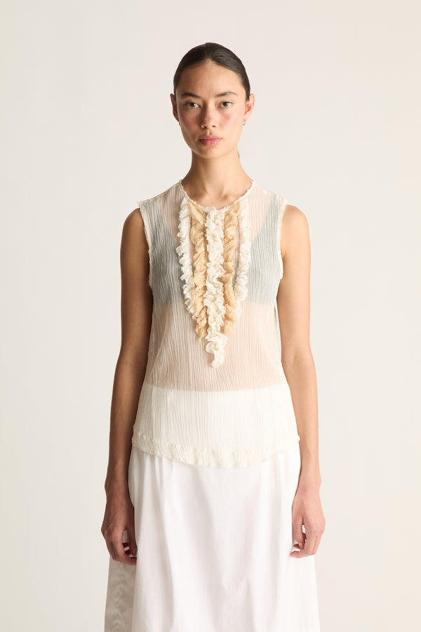 Olympia Silk Cotton Ruffle Top