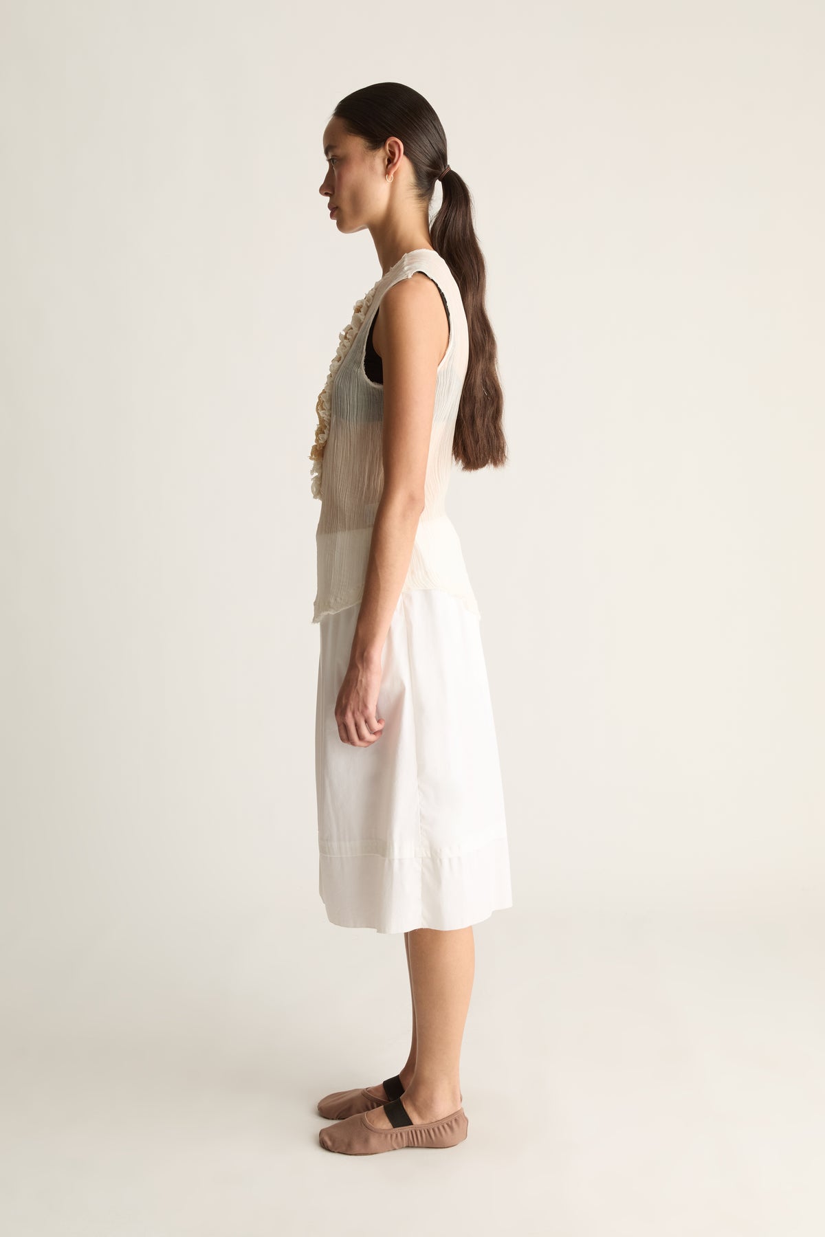 Olympia Silk Cotton Ruffle Top