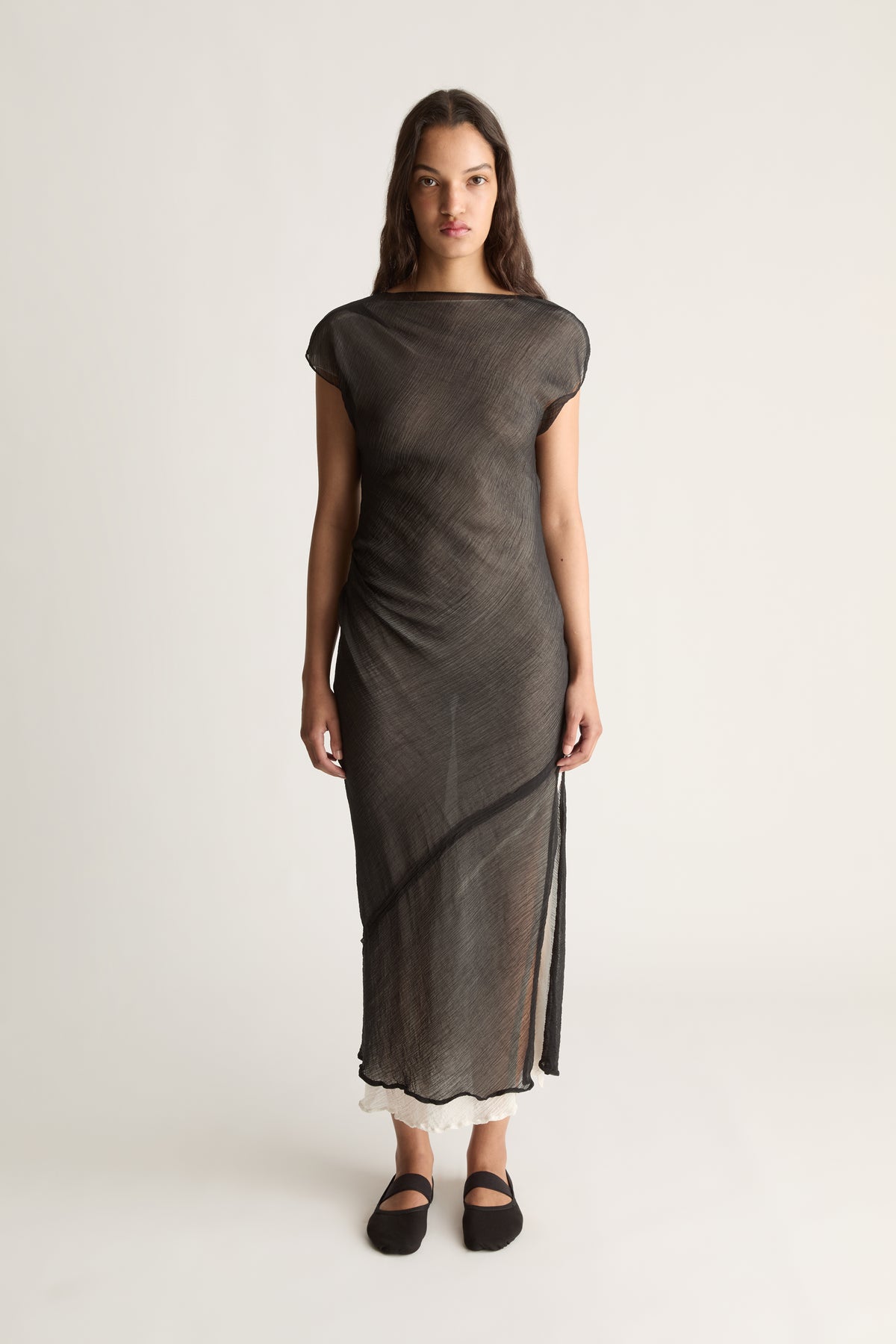 Olympia Silk Cotton Boatneck Dress