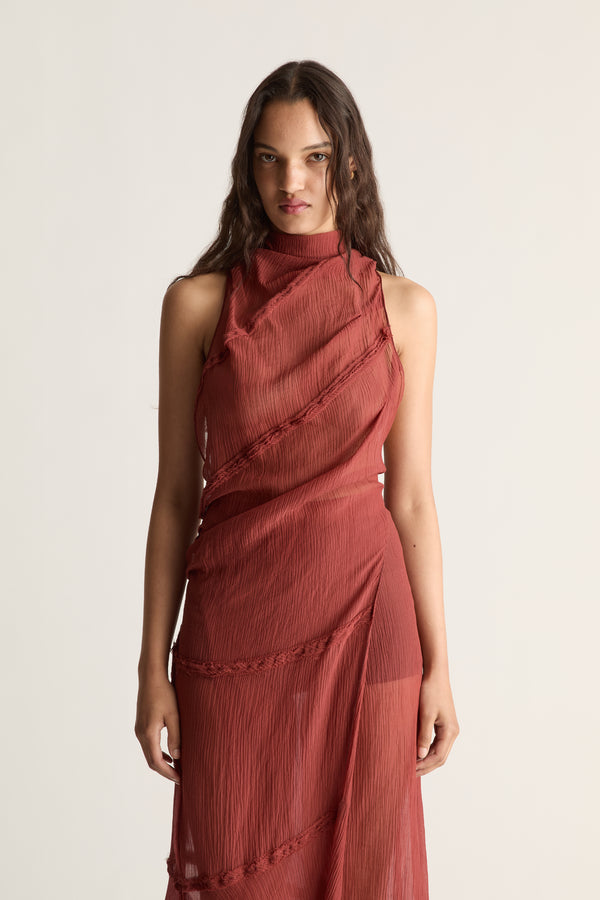 Olympia Silk Cotton Drape Dress