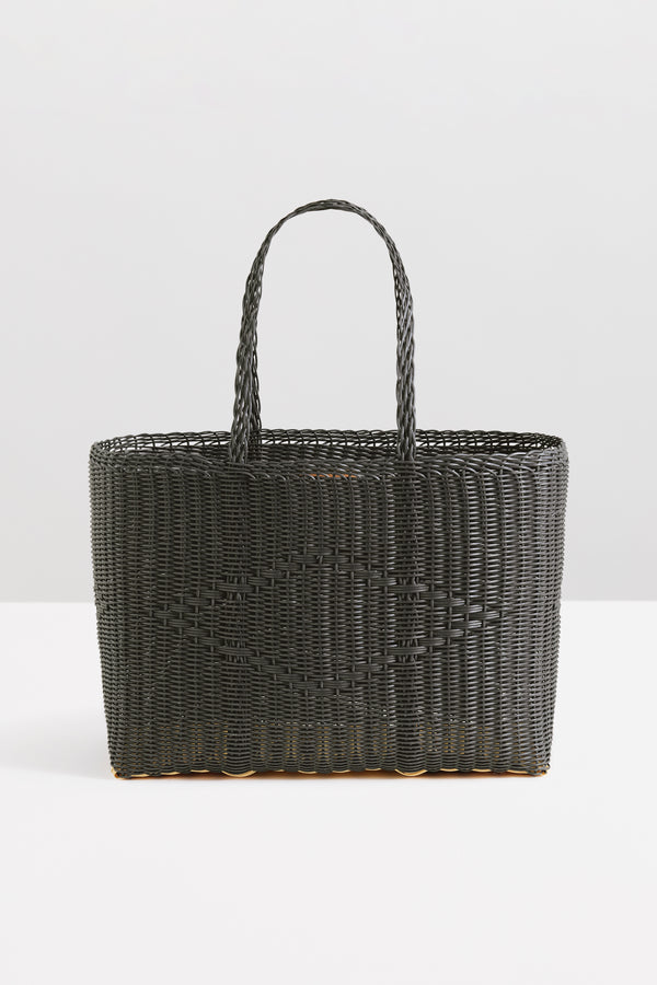 L Handwoven Tote Basket in Midnight Brown