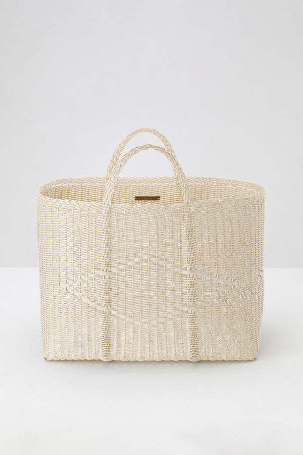 XL Handwoven Tote Basket in Vanilla