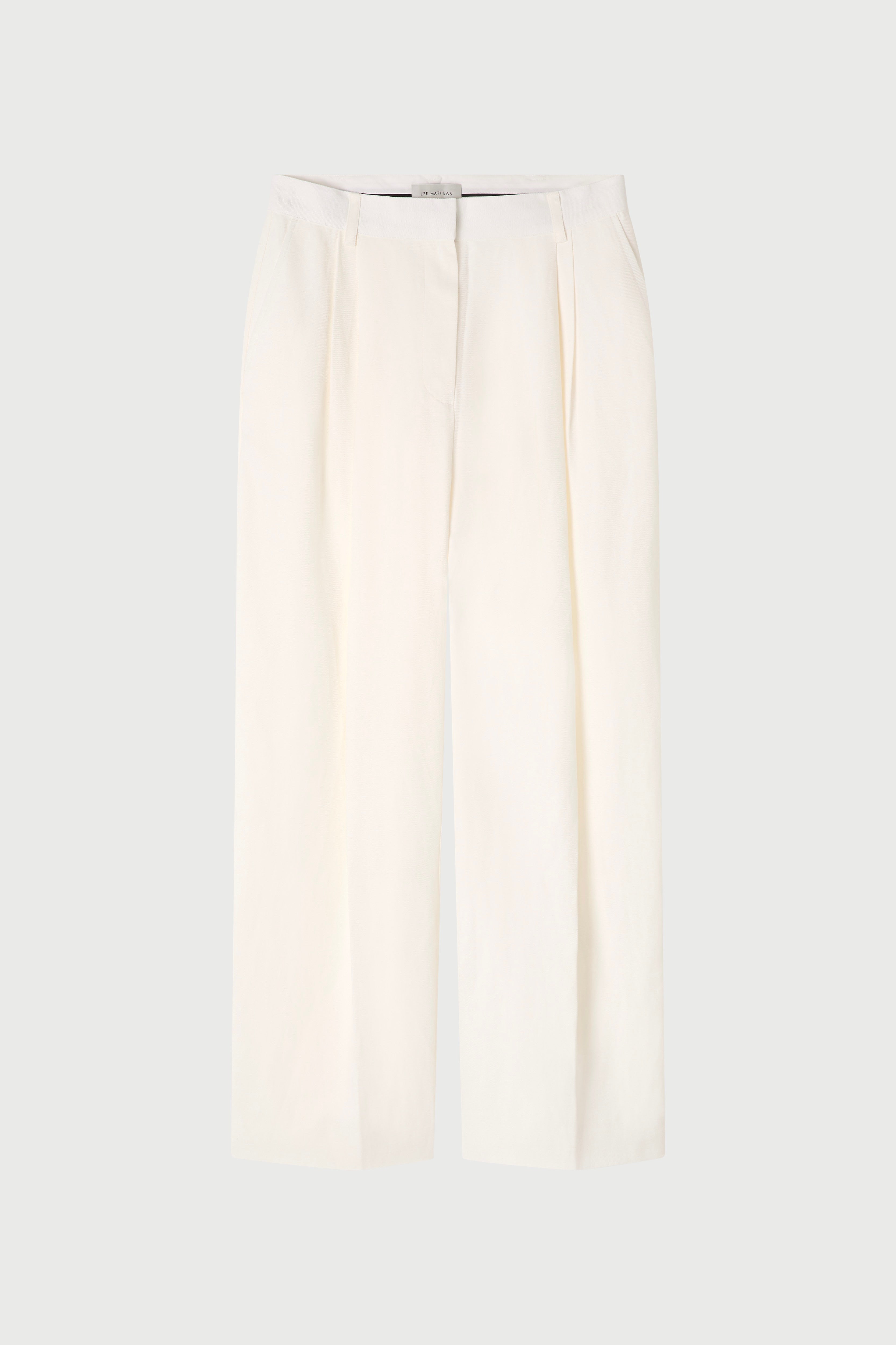 White Pleated pants on a white background