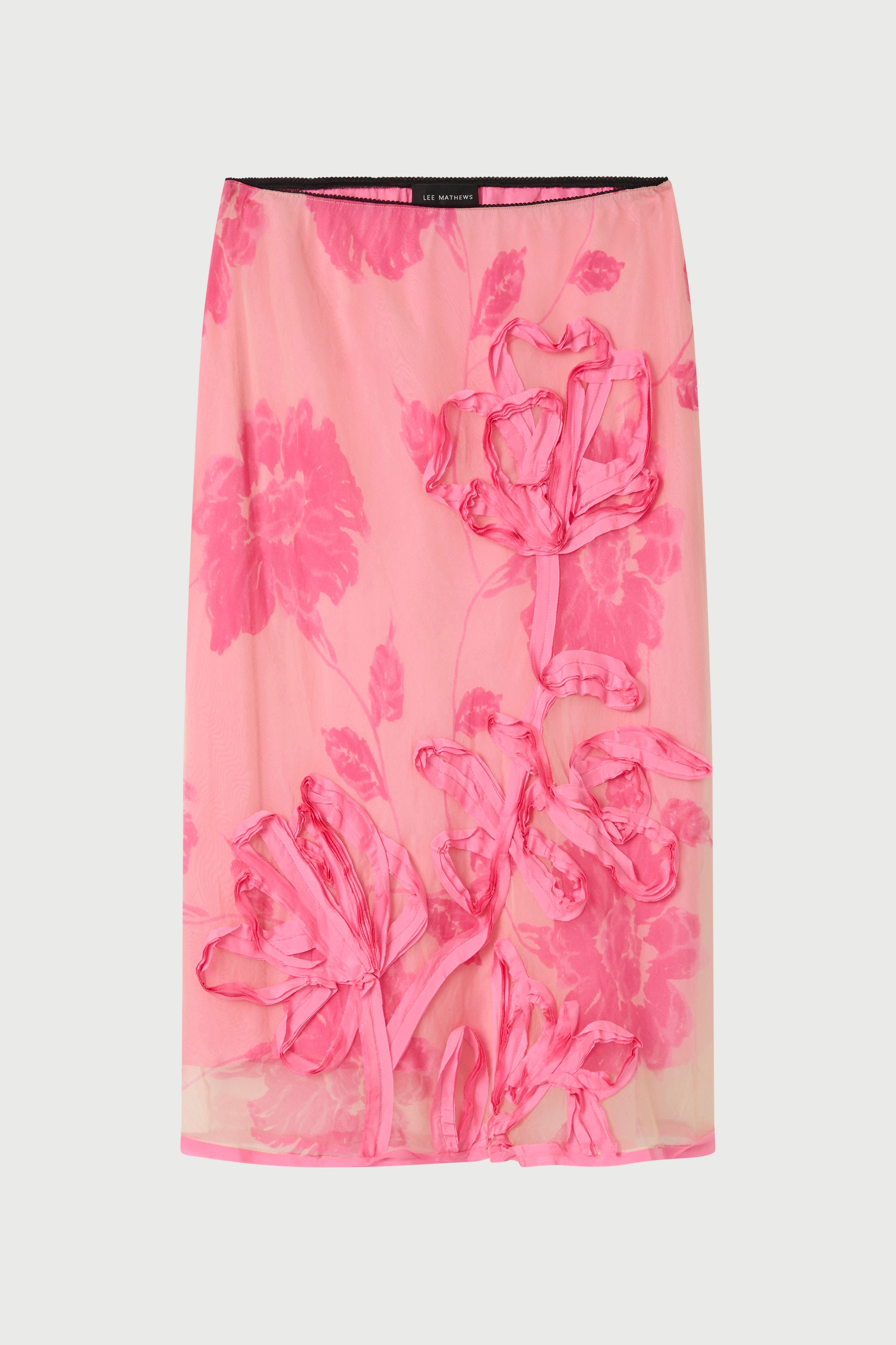 Floral patterned skirt on a blank background