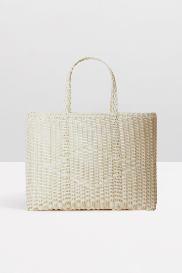 L Handwoven Tote Basket in Vanilla