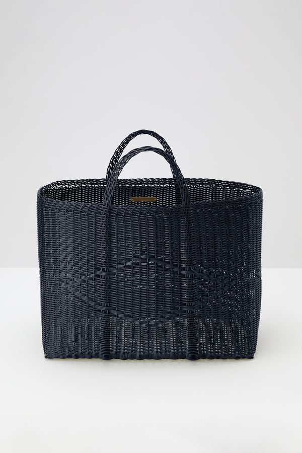 XL Handwoven Tote Basket in Midnight Blue