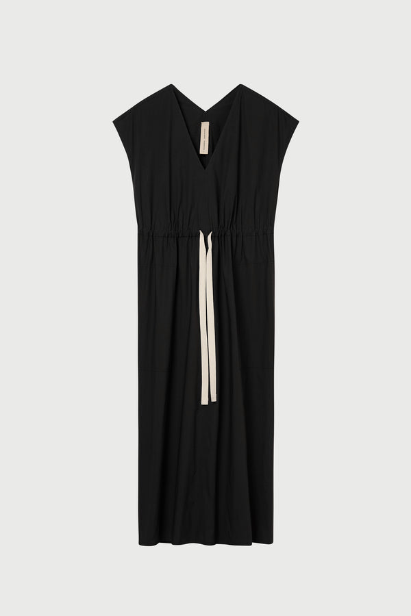 LM Poplin V-Neck Dress in Black