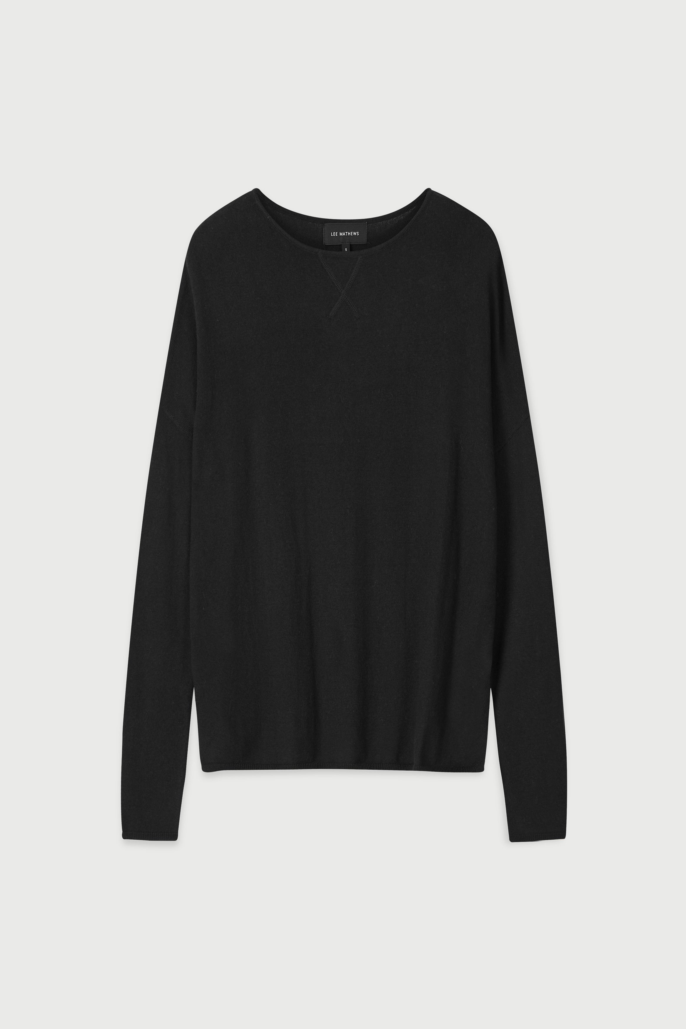 Cotton Cashmere Boxy Knit in Black